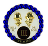 White Bill & Bob Bling Tri-plate with BlueCrystals Specialty Anniversary Medallion