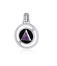 Double Circle Revolving AA Symbol Sterling Silver Pendant with Gem