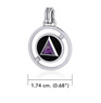 Double Circle Revolving AA Symbol Sterling Silver Pendant with Gem
