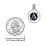 Double Circle Revolving AA Symbol Sterling Silver Pendant with Gem