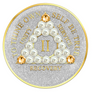 Silver Glitter AA Chip with Pearls and Light Gold Crystals