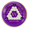 Purple AA Chip with Pearls and Purple Crystals AA Recovery Chip