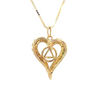 14k Gold AA Pendant – Open Heart with Circle Triangle Symbol, Medium Size, 3.9g, Pendant Only
