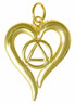 Style #398-4, 14k Gold Pendant, AA Symbol in a Open Heart, Medium Size