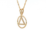 14k Gold AA Pendant – Flat Triangle in Wire Style Circle, Medium Size, 2.0g, Hand-Finished, Pendant Only