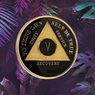 AA Black & Gold AA Medallion (Yrs 1-60). Anniversary Coin Alcoholics Anonymous AA Black & Gold AA Medallion (Yrs 1-60). Anniversary Coin Alcoholics Anonymous