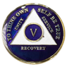 AA Blue Medallion (Yrs 1-65) Anniversary Coin Alcoholics Anonymous