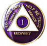 AA Purple Tri-plate Medallion 1-65 Years! Alcoholics Anonymous Anniversary Coin