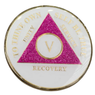 AA Glow In Dark, Pink Glitter Medallion (Years 1-50)