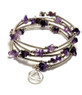 AA Amethyst Wrap Around Wire Bracelet With Silver Tone Charms – 12 Step Recovery Alcoholics Anonymous
