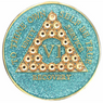 Crystallized Glitter Aqua & Gold AA Anniversary Medallion 1 - 50 years