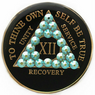 Crystallized Medallion Black & Peridot AA Recovery Coin 1 - 50 years