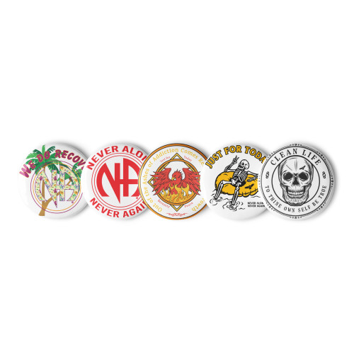 Narcotics Anonymous NA Set of 5 Pin Buttons - Doing It Sober