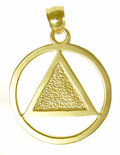 14k Gold, Textured Triangle Pendant, Large Size Doing It Sober