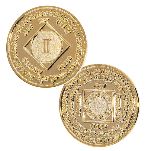 NA 5 Year Red Coin Narcotics Anonymous Coin Gold Plated Medallion