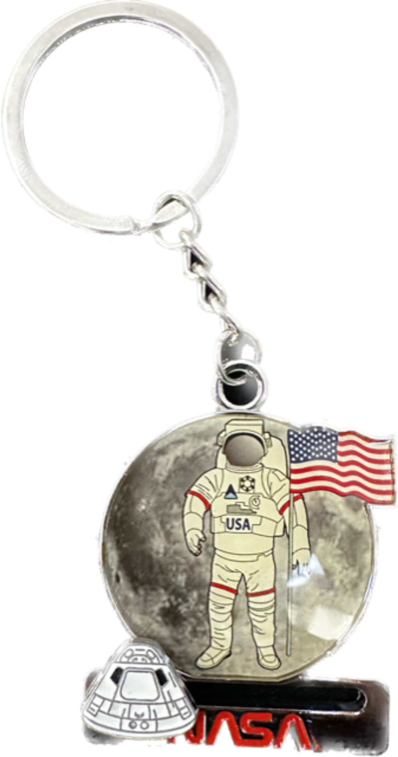 NASA Worm Logo First Man On The Moon Keychain nasa-worm-logo-first-man-on-the-moon-keychain