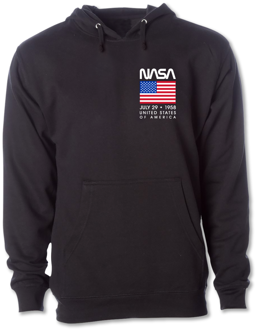 NASA Worm Logo - USA July 29 1958 Adult Medium Weight Hoodie - NASA Gear