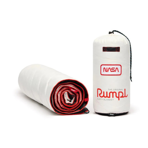 Rumpl - NASA Worm Logo Puffy Blanket - White/Red