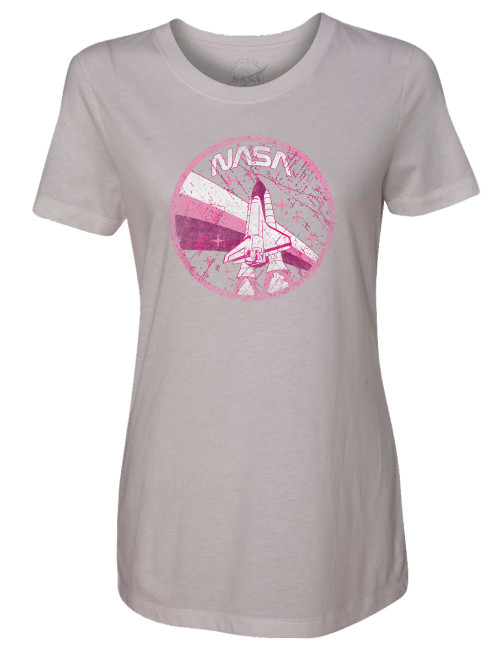 NASA Worm Logo - Pink Vintage Shuttle Patch Ladies T-Shirt