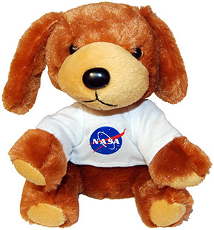 Stuffed Plush Puppy with NASA Meatball Logo T-Shirt - Brown