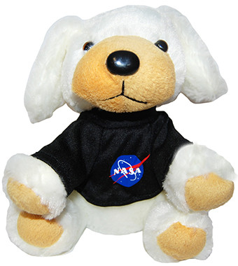 Stuffed Plush Puppy with NASA Meatball Logo T-Shirt - White