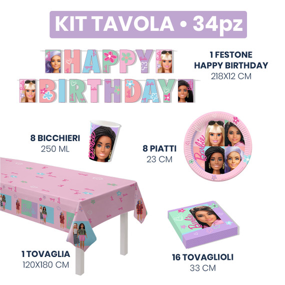 Kit Compleanno Barbie 34 pz