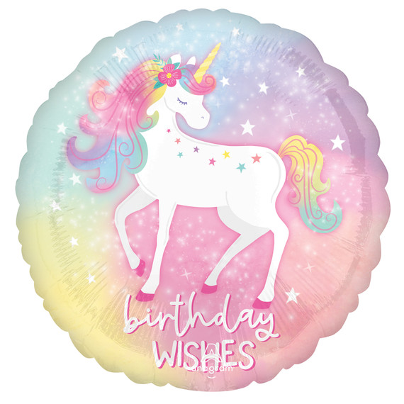 Palloncino Unicorno Birthday Wishes Foil Std -  43cm