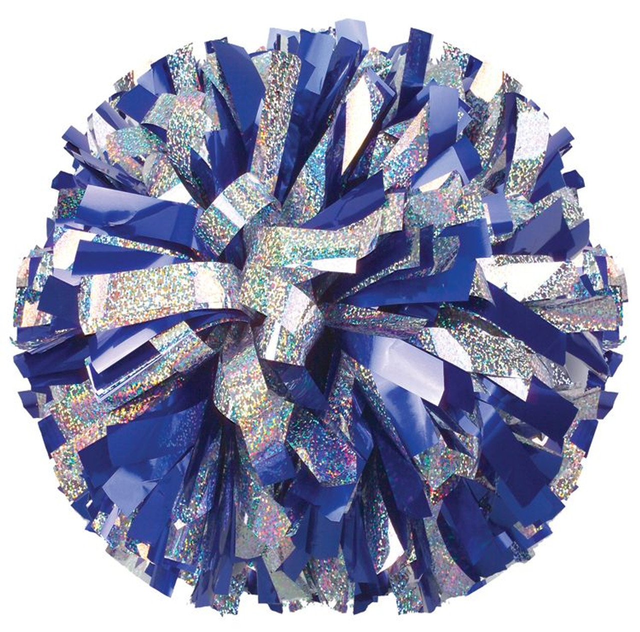 ICOCHEER Cheerleading Pom Poms Metalic Holographic Cheerleader 6 inch 1  Pair 2 Pieces (Royal Blue/Silver)