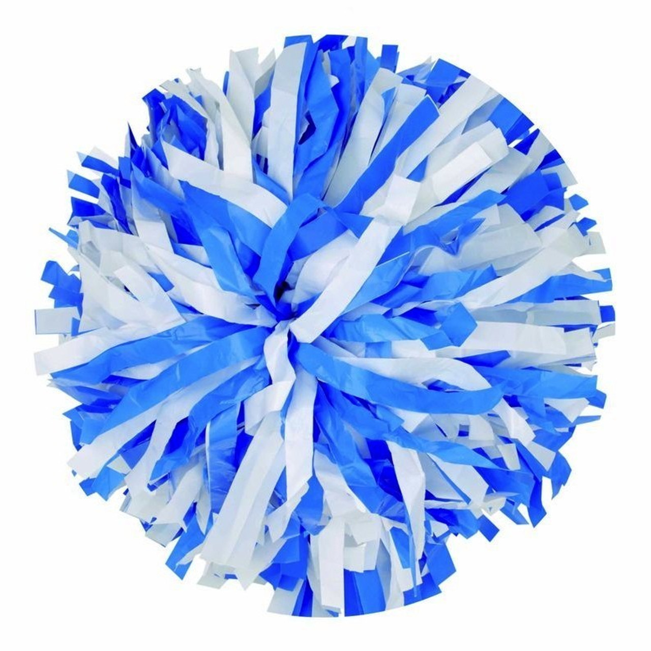 Cheerleading Pom Poms, Metallic Whit, Plastic Royal Blue, Custom