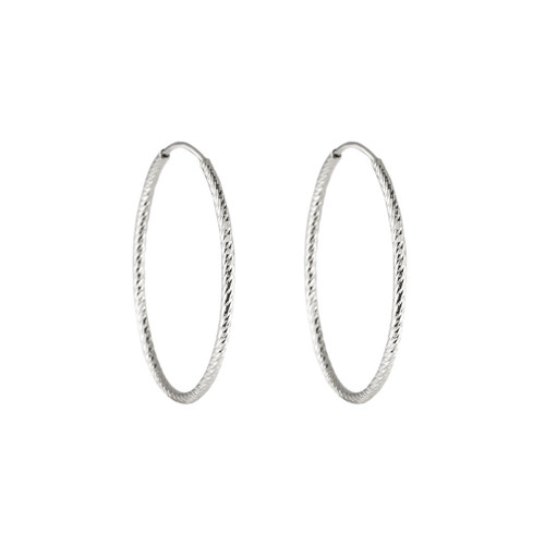 Tomfoolery, Textured Midi Silver Hoop, Tf Hoops