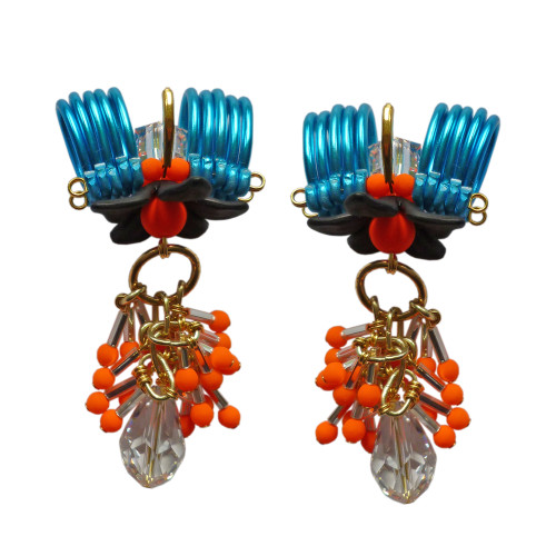Turquoise Coiled Cluster Earrings