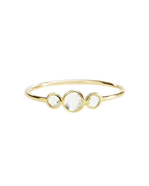tomfoolery 18ct Gold Three Round Rose Cut Diamond Ring
