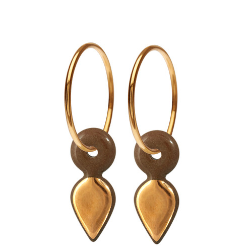 Gold and Brown Point Hoop Earrings