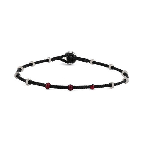 Tateossian, Ruby Macramé Lusso Dotted Silver Bracelet, Tomfoolery