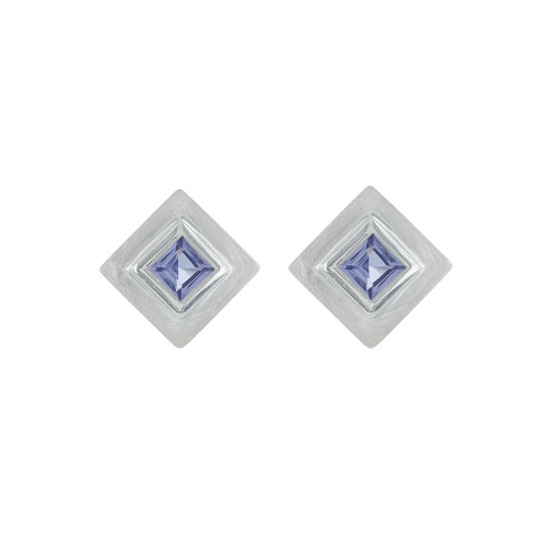 Silver Princess cut Gemstone Studs, tomfoolery, everyday by tomfoolery 