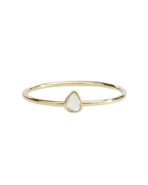tomfoolery, 18ct Gold Single Pear Rose Cut Diamond Ring, tf diamonds