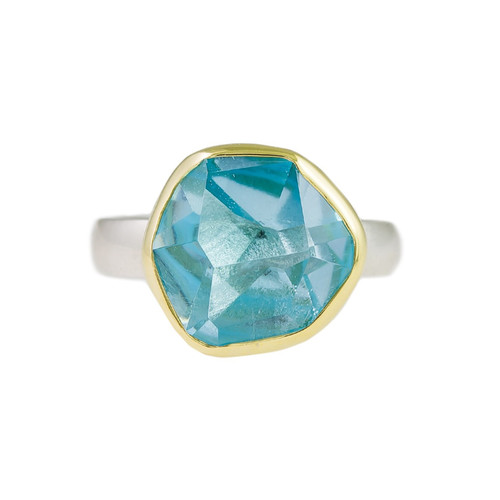 Irregular Aquamarine Flat Band Ring, Margoni, tomfoolery