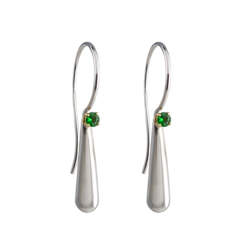 Atelier Errikos, Rhodium Plated Silver and 14ct Gold Sapphire Drop Pendant Earrings, Tomfoolery