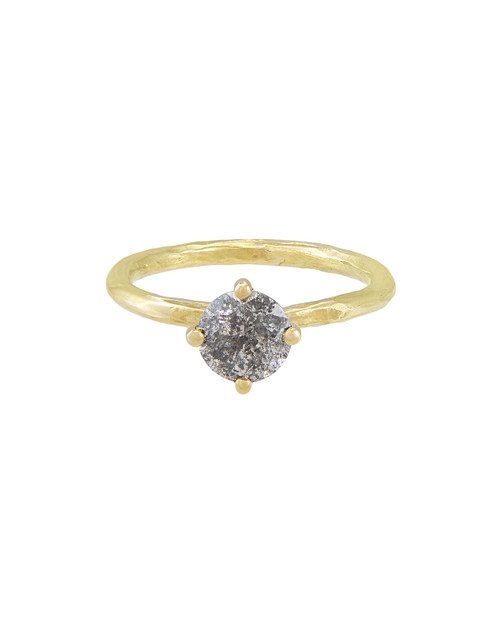 Solo Salt and Pepper Brilliant Cut Diamond Yellow Gold Ring, Infinite, Tomfoolery