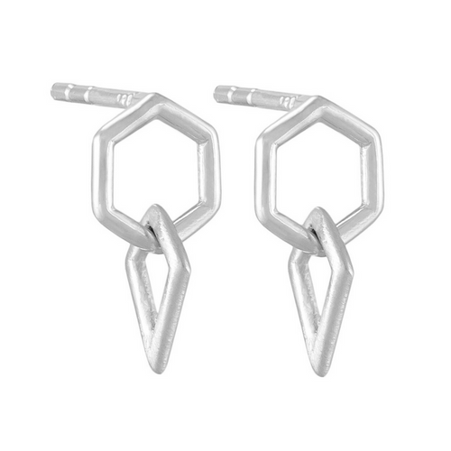 Tomfoolery,Curve Hex and Kite Link Drop Earrings, Everyday by tomfoolery