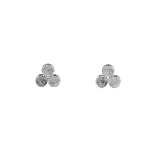 Small Three Circle Silver Stud Earrings,Tomfoolery, Emily Collins