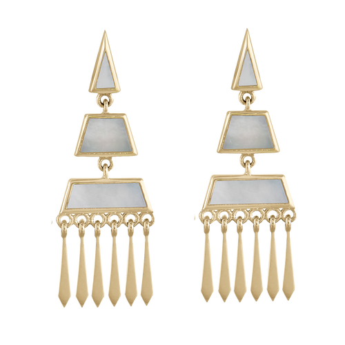 metier by tomfoolery: Mother of Pearl Tassel 0.6 Earrings