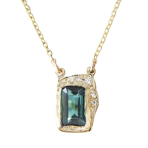 Misa, Reflection Green Tourmaline Necklace, Tomfoolery London