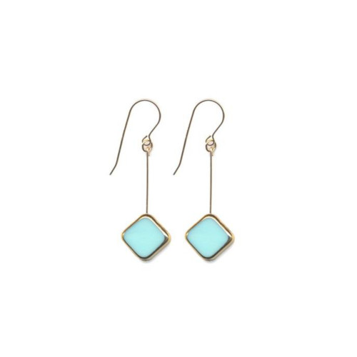 Diagonal aqua square drop earrings by I. Ronni Kappos available at tomfoolery London | www.tomfoolerylondon.co.uk