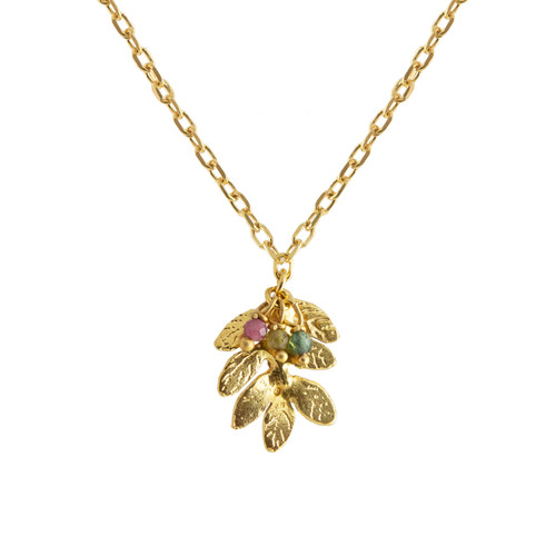 Single Leaf Pendant Necklace with Tourmalines, Amanda Coleman, tomfoolery