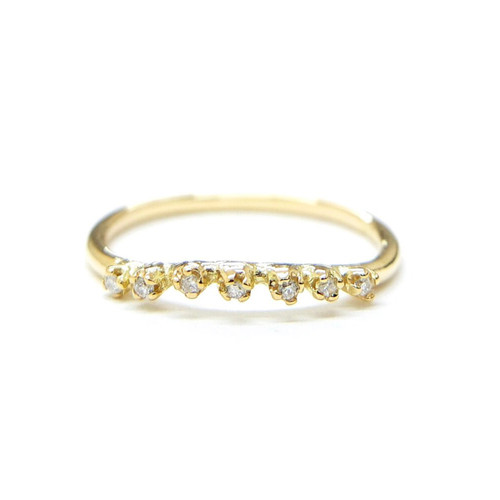 Curved Seven Diamond Ring by N+A New York, Noriko and Akiko Sugawara available to buy online at tomfoolery london