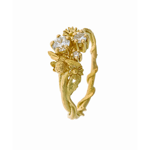 Beekeeper Three Diamond Trilogy Ring by Alex Monroe available to buy online at tomfoolery london