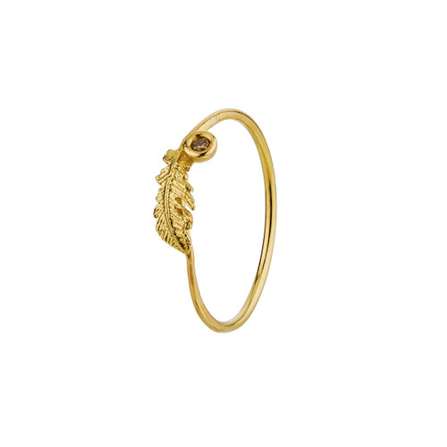Plume Feather & Champagne Diamond Ring by Alex Monroe available to buy online at tomfoolery london