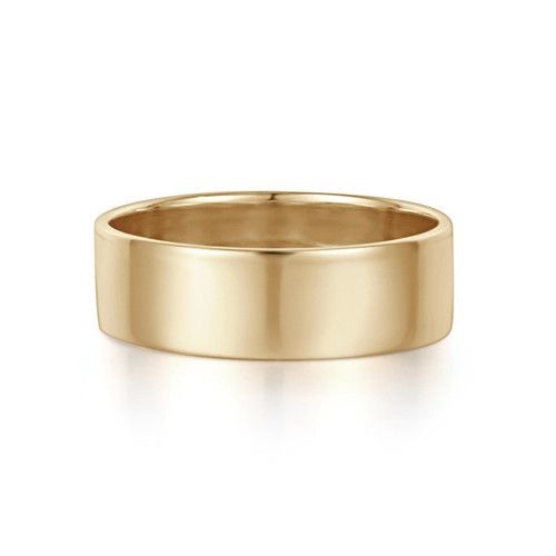 5.5mm Flat Band in 14ct Yellow Gold by tf bands available at tomfoolery london