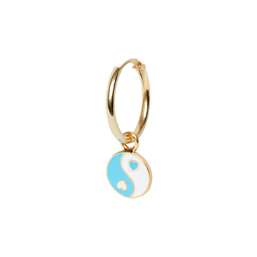Wilhelmina Garcia: Gold Blue Yin Yang Earring, tomfoolery